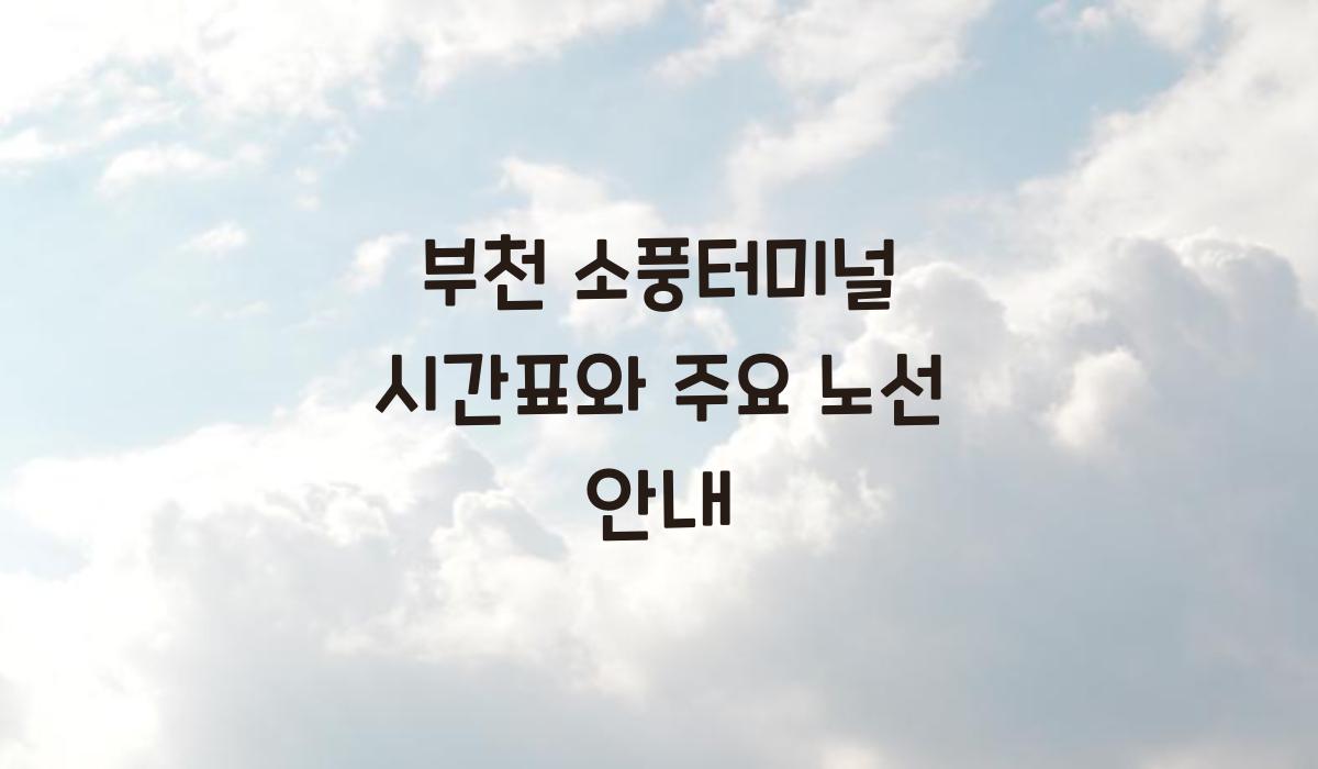 부천 소풍터미널 시간표