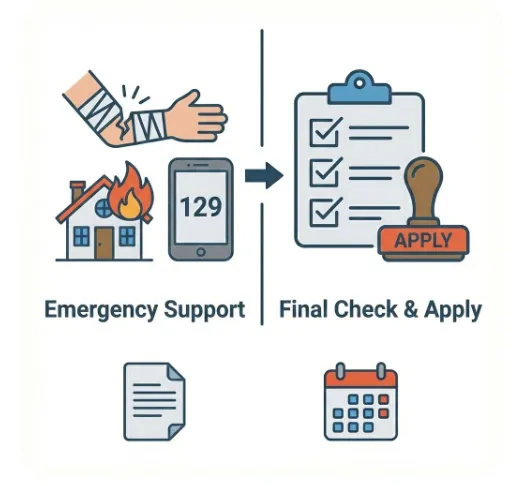 1인가구 지원금 신청방법: 실직&middot;질병&middot;화재 등 위기사유 발생 시 생계지원 월 78만원과 주거지원 월 29.9만원을 최대 6~12개월간 받을 수 있는 정보를 시각적으로 전달하며&amp;#44; 블로그의 긴급 생계 위기 대응 복지 제도와 관련된 내용을 설명함 
