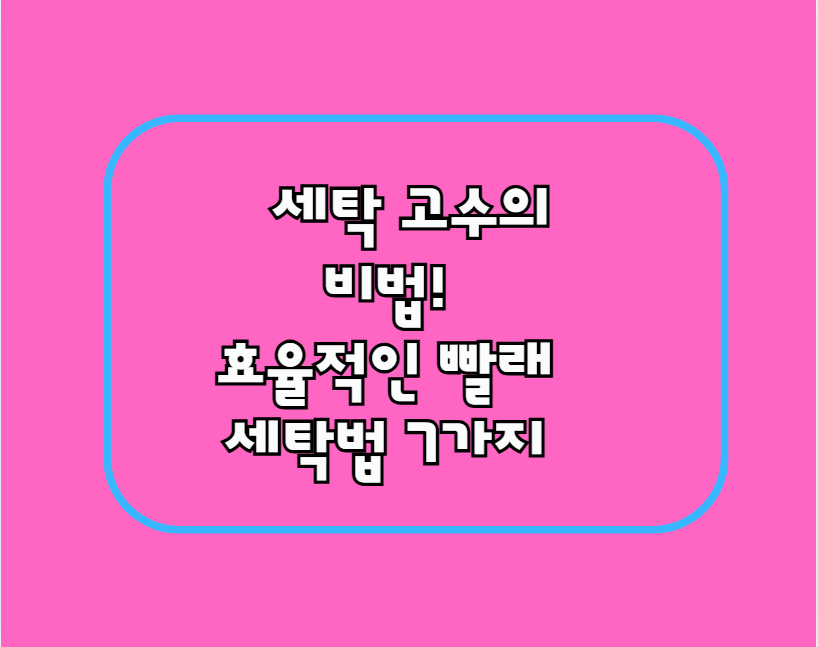 세탁 고수의 비법!