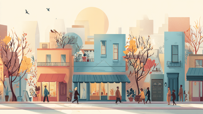 도시 안에서 여유롭게 산책하며 보내는 로컬 홀리데이 감성 이미지