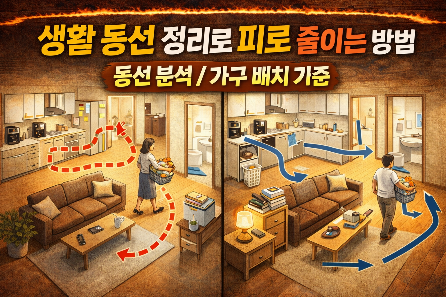 생활 동선 정리로 피로 줄이는 방법-동선 분석과 가구 배치 기준으로 집안 생활 효율 높이기
