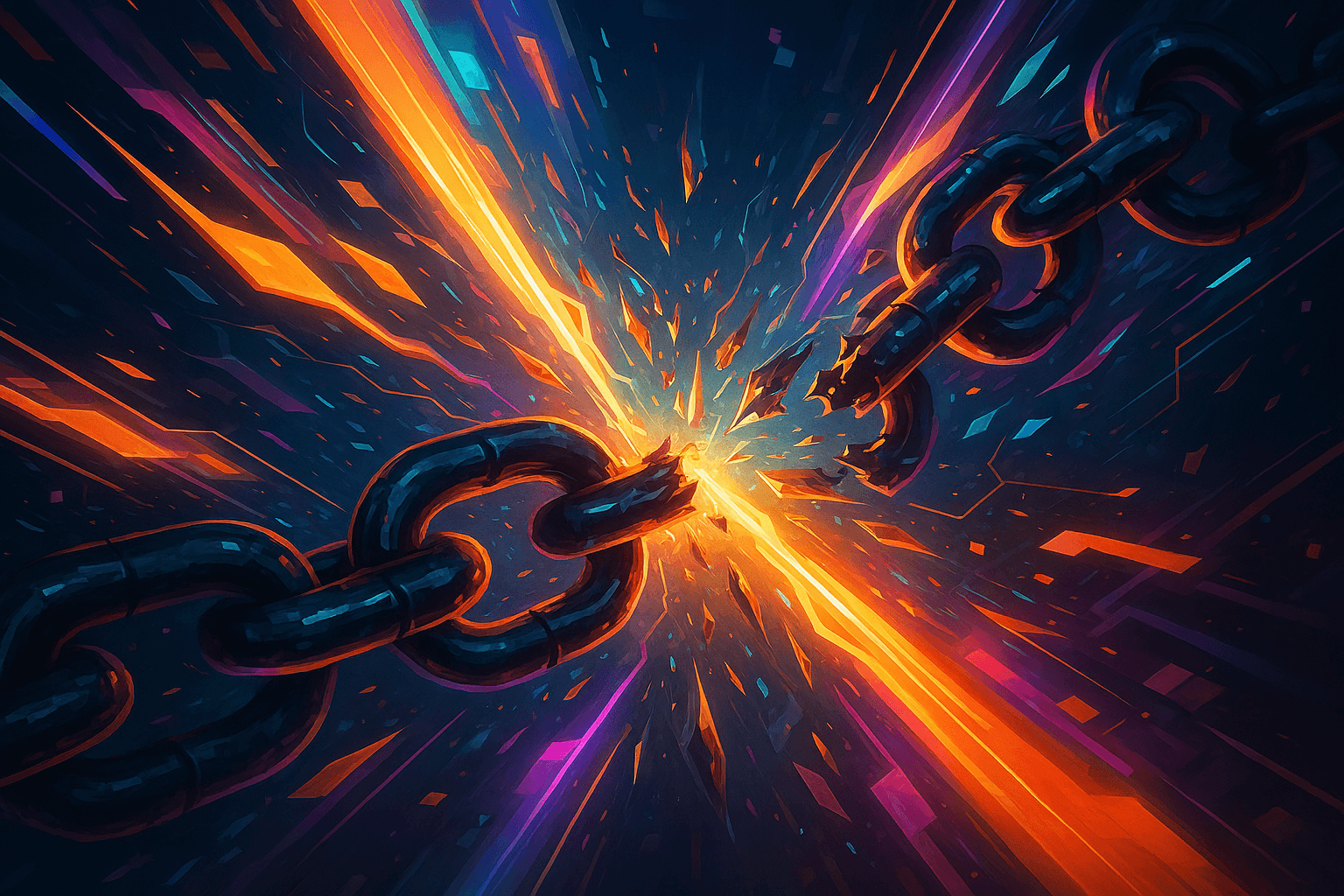 코드에서 벗어나는 형상을 표현한 밝은 색감의 추상 이미지