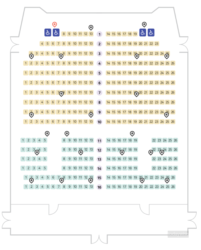 안양아트센터 수리홀 좌석배치도