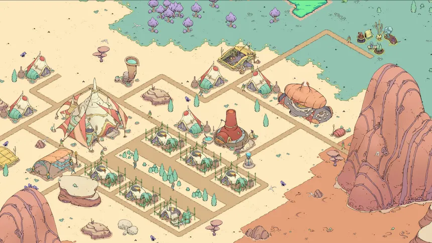 시너지 게임에서 자연과 기술이 공존하는 미래형 도시가 구현된 모습