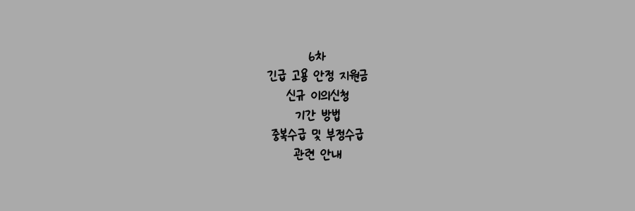 6차 긴급 고용 안정 지원금 신규 이의신청 기간 방법&#44; 중복수급 및 부정수급 관련 안내