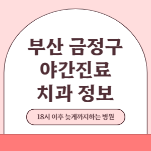 부산 금정구 야간진료 치과 병원 (18시 이후 늦게까지하는 병원)