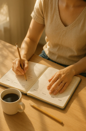 여름방학 루틴 계획을 짜고있는 모습