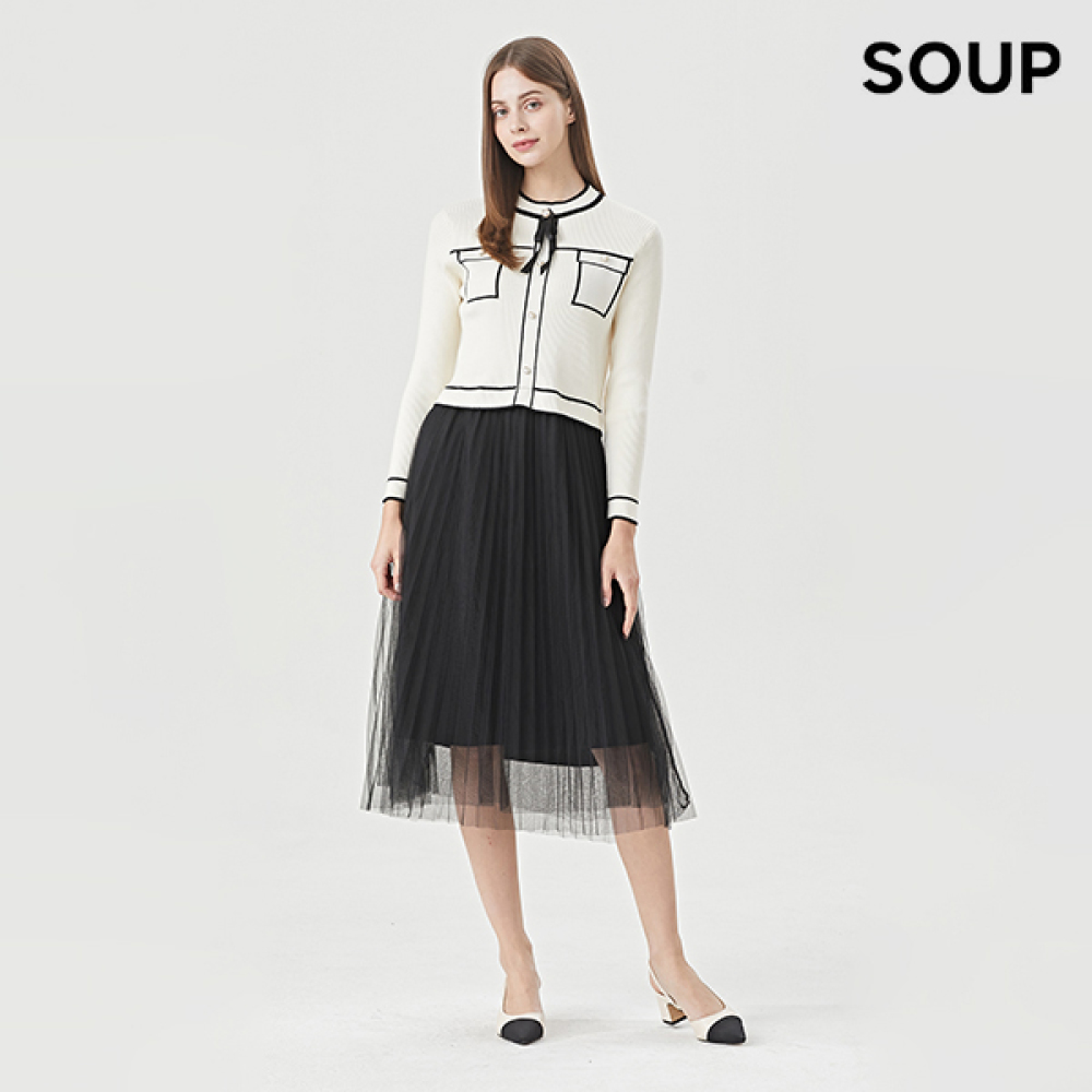 SOUP 배색 포인트 샤 롱 원피스 S28OP07