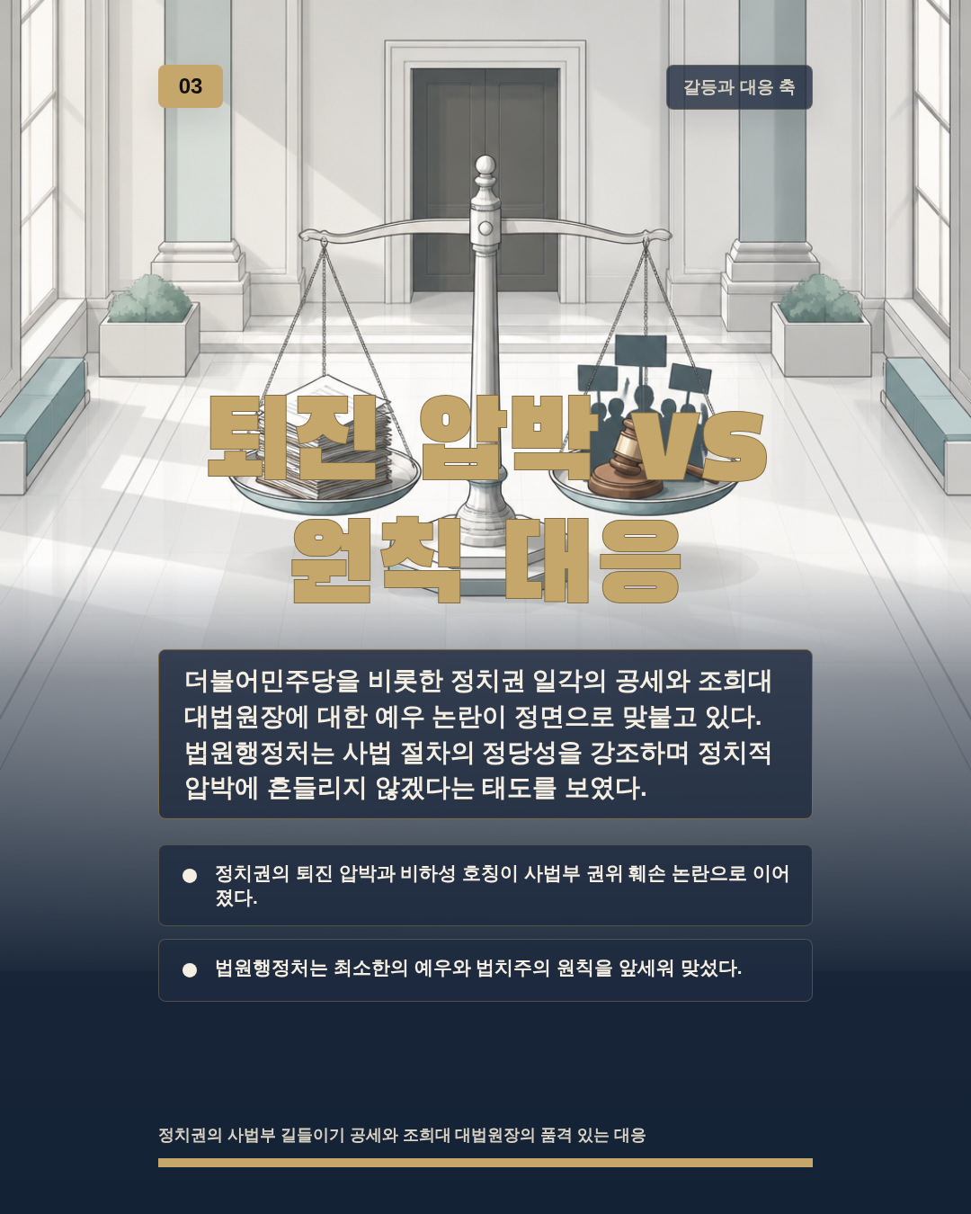 퇴진 압박 vs 원칙 대응