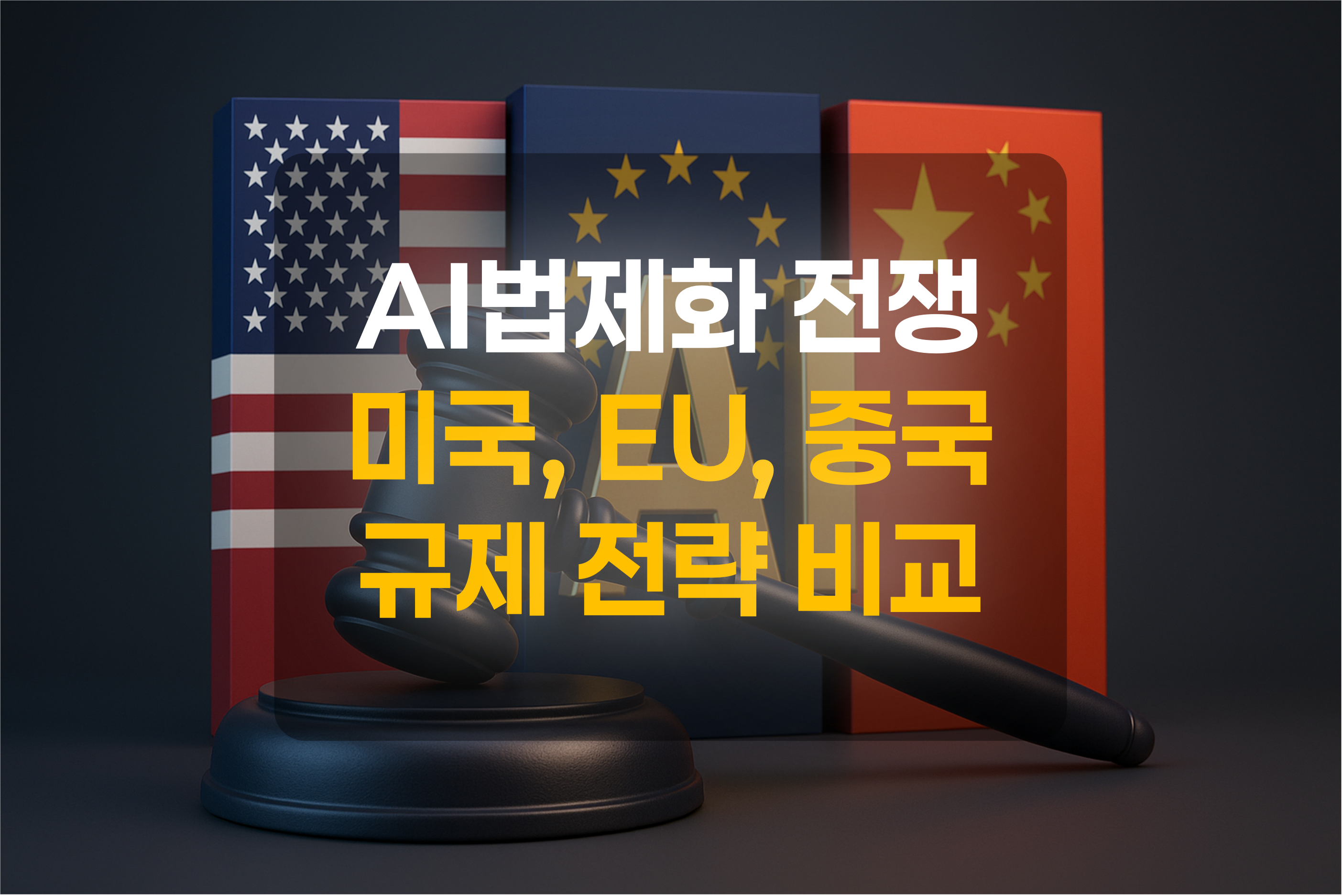 미국, EU, 중국의 AI 규제를 표현한 그림