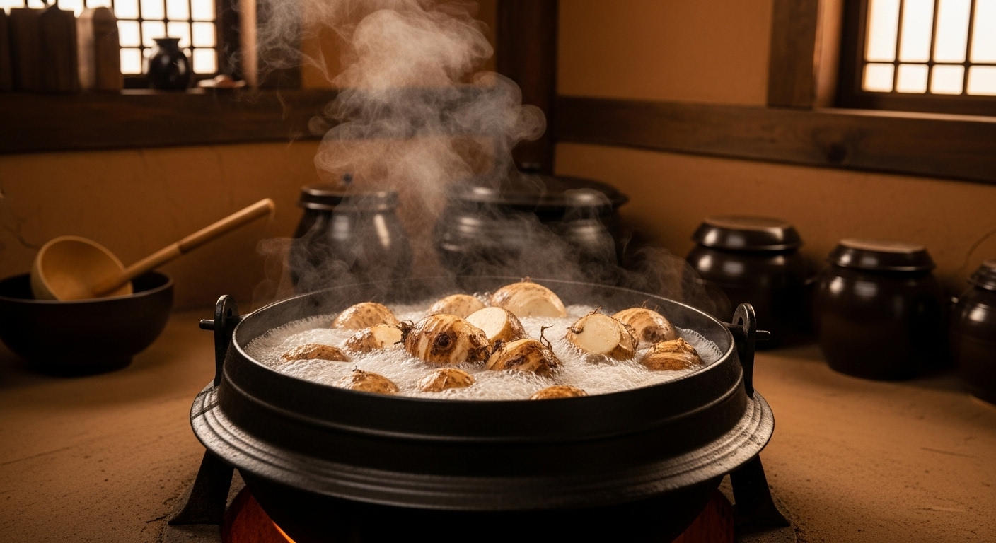 토란 껍질 까는법