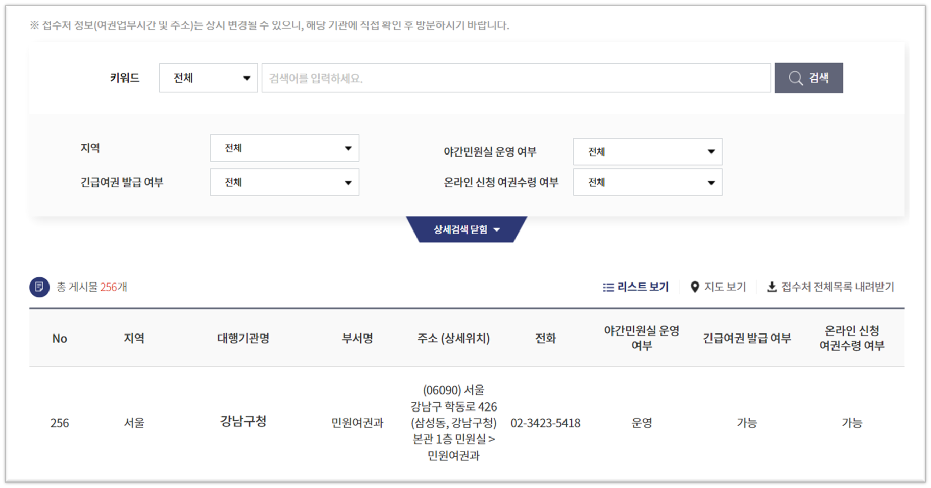 여권 발급 장소