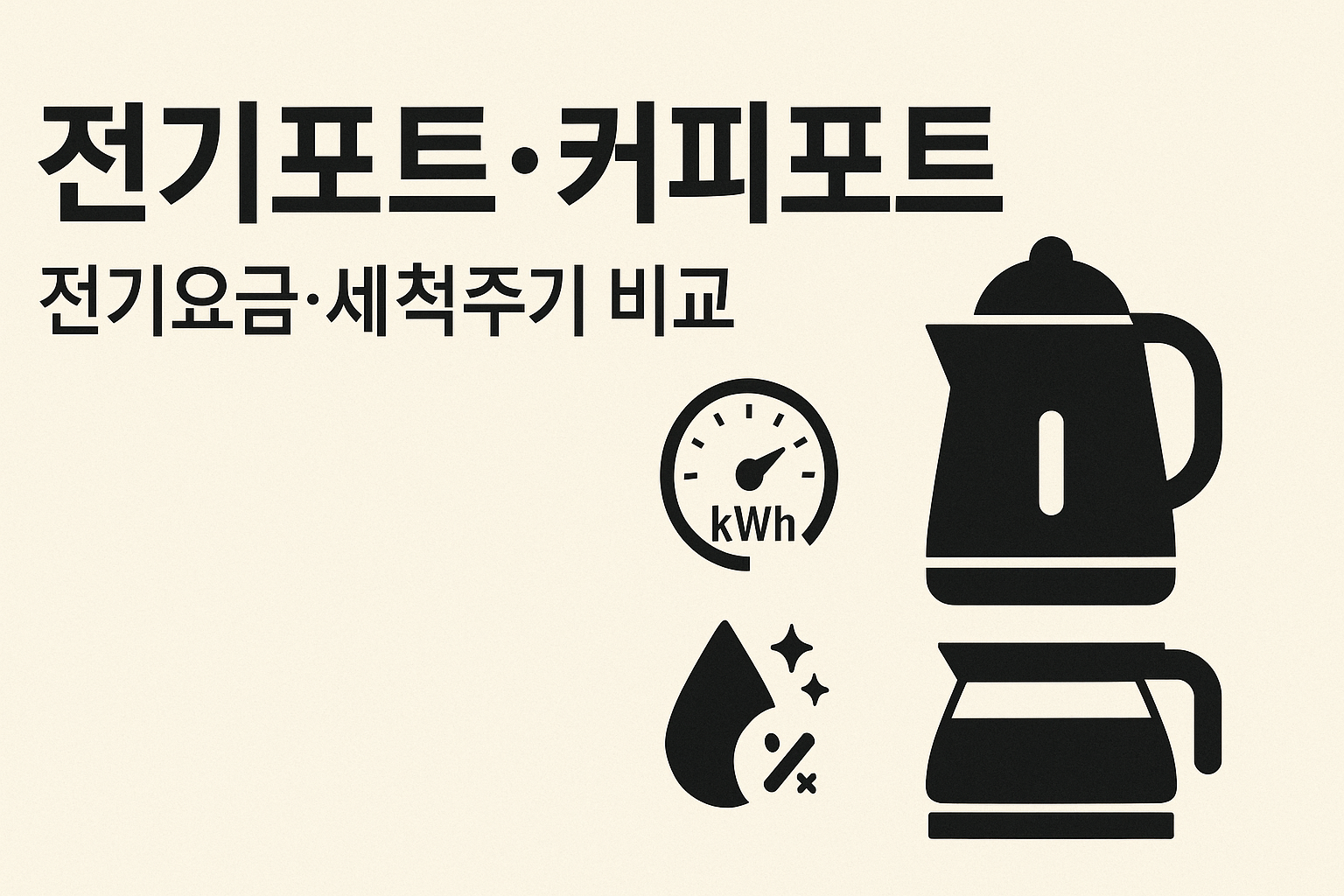 전기포트·커피포트 전기요금 & 세척주기 비용 비교 인포그래픽 (2025)