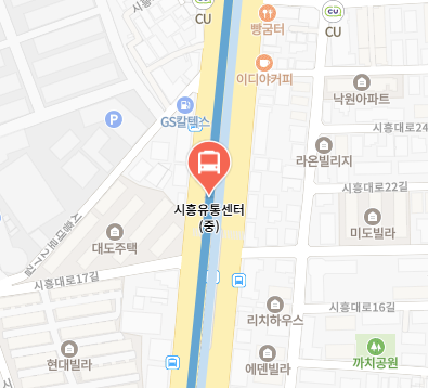 시흥유통센터에서 인천공항 리무진 공항버스(6004번) 지도 위치