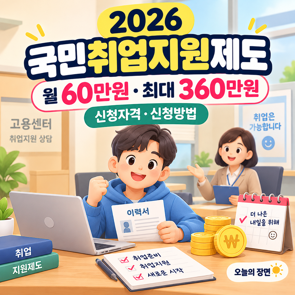 2026 국민취업지원제도 신청자격,구직촉진수당 월 60만원,최대 360만원 받는 조건