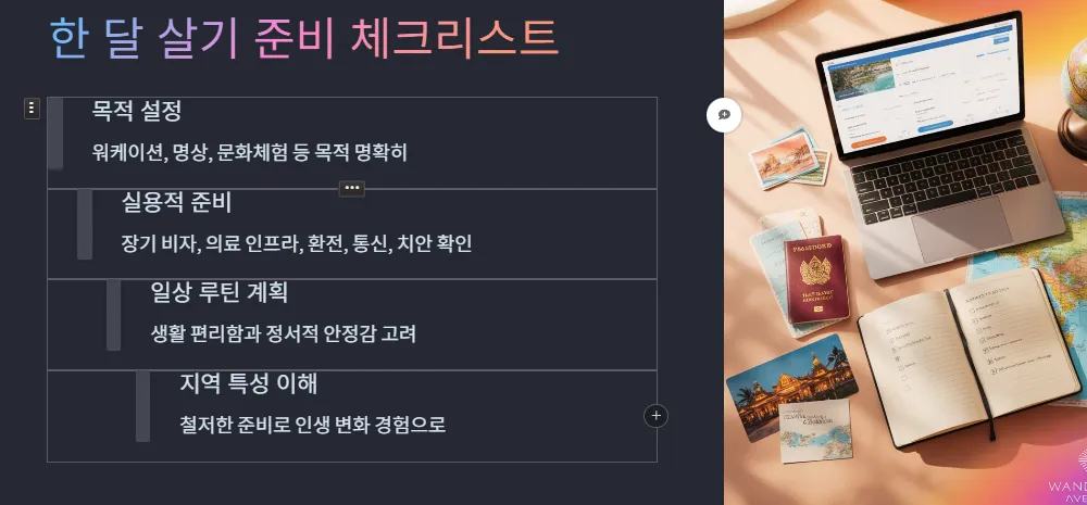 한달살기 준비 체크리스트