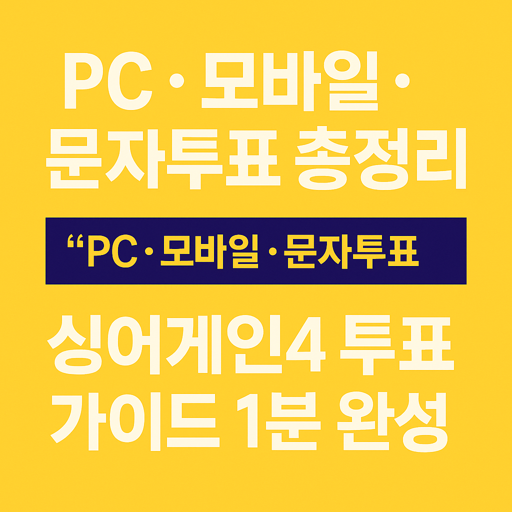 싱어게인4 사전투표 절차 안내 이미지로&amp;#44; 간편로그인을 위한 보안 앱&middot;본인인증 서비스와 함께 설명되는 형태입니다.