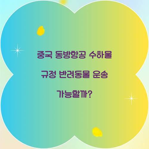중국 동방항공 수하물 규정 반려동물 운송 가능할까?