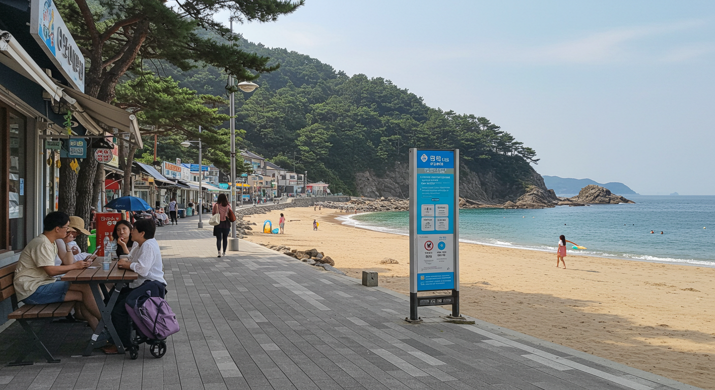 강릉 안목해변 카페거리에서 커피를 즐기는 모습
