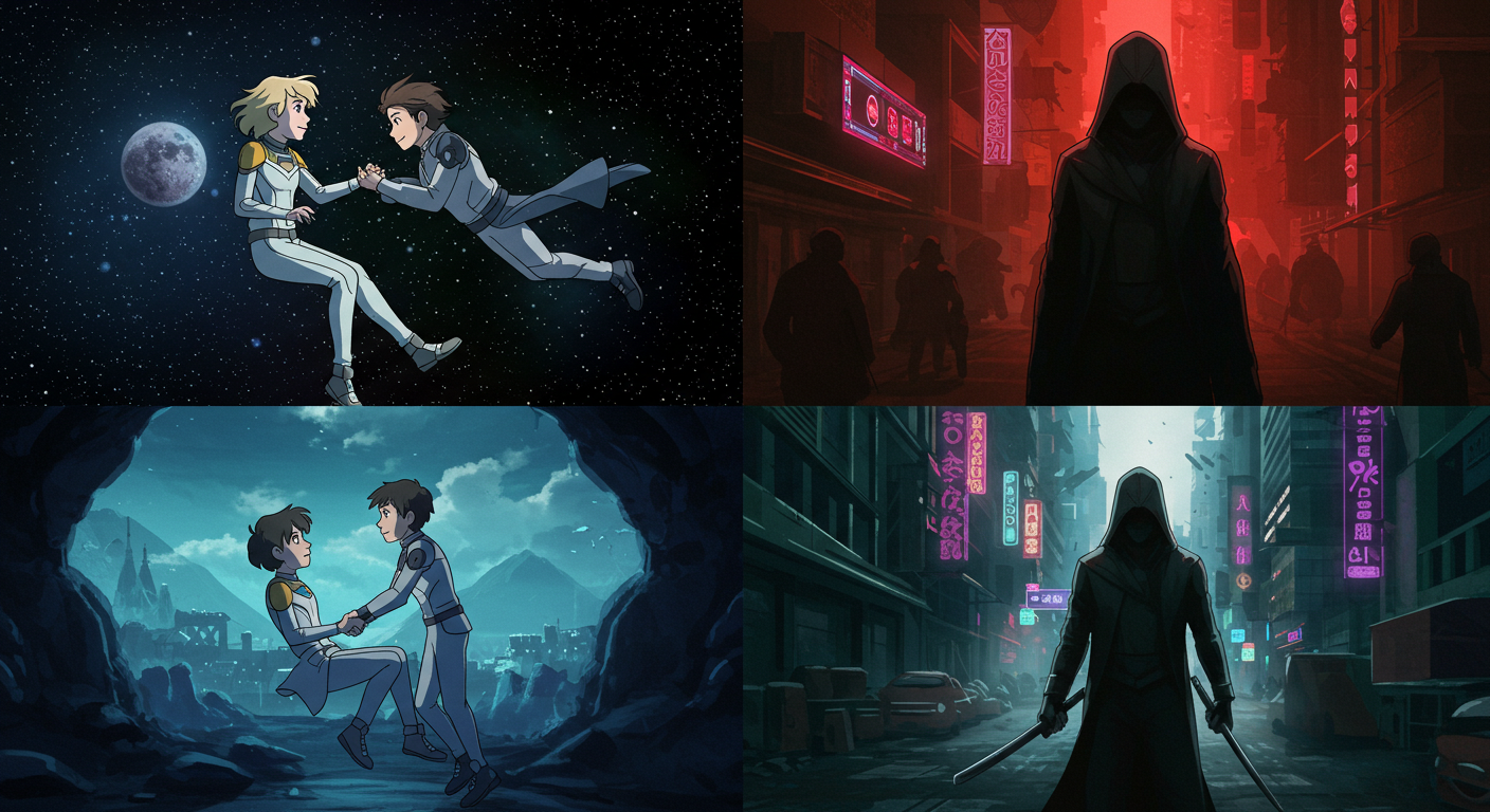 넷플릭스 애니메이션과 스핀오프 장면 콜라주