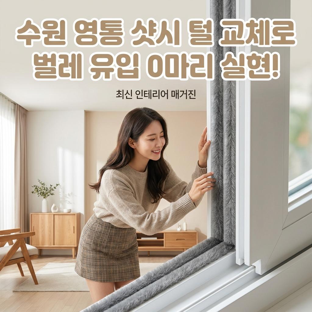 수원 샷시 털 교체 후기 영통 32평 구축 아파트 모헤어 시공 벌레 차단율 200% 폭발적 상승