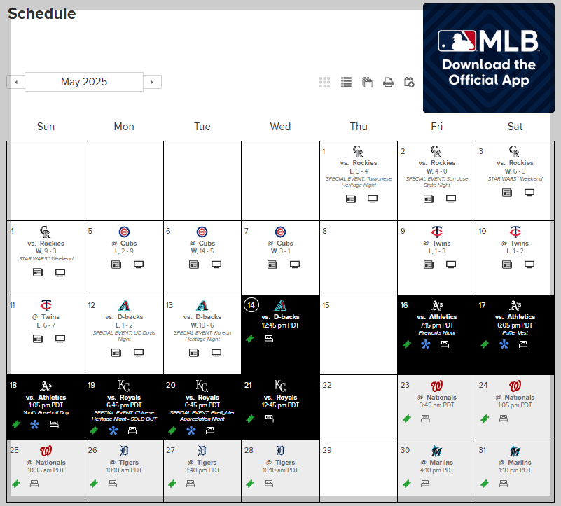 5월 주요 경기 일정