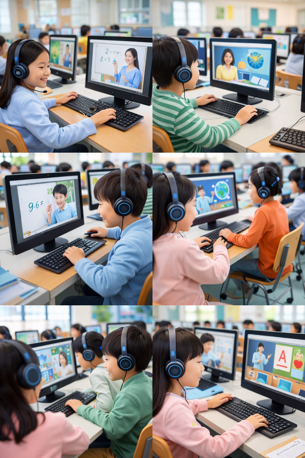 컴퓨터로 수업 하는 아이들