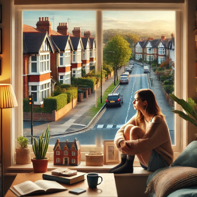 런던 근교 도시에서 거주하고 있는 여성 이미지