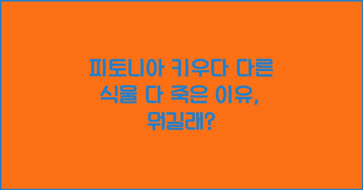 피토니아 키우다 다른 식물 다 죽은 이유