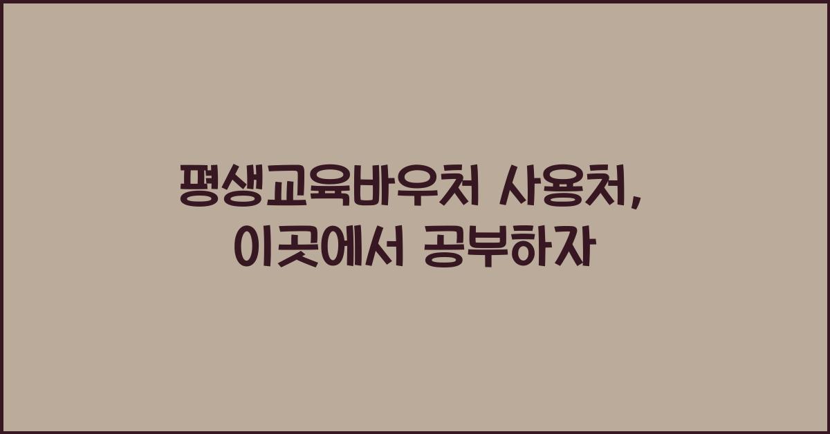 평생교육바우처 사용처