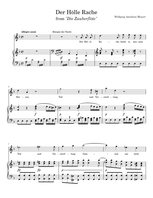 Der H&ouml;lle Rache 악보