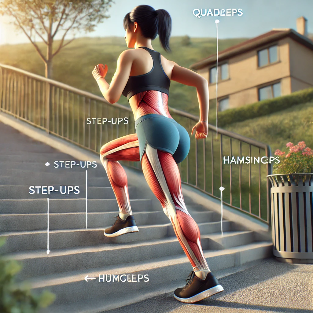 계단으로 허벅지 근육 강화