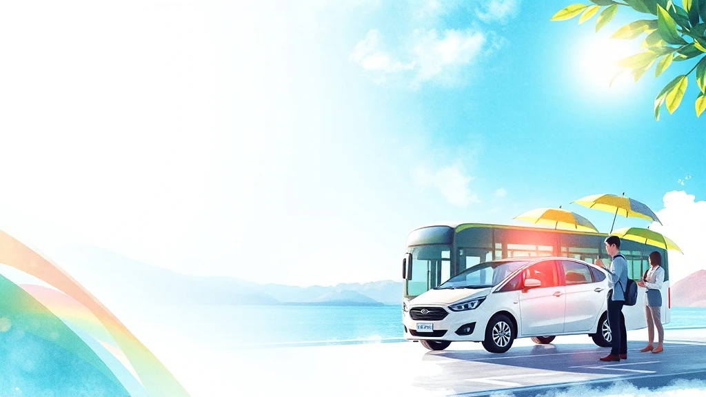 해변 자동차 앞에서 양산을 쓰고 있는 남녀의 모습