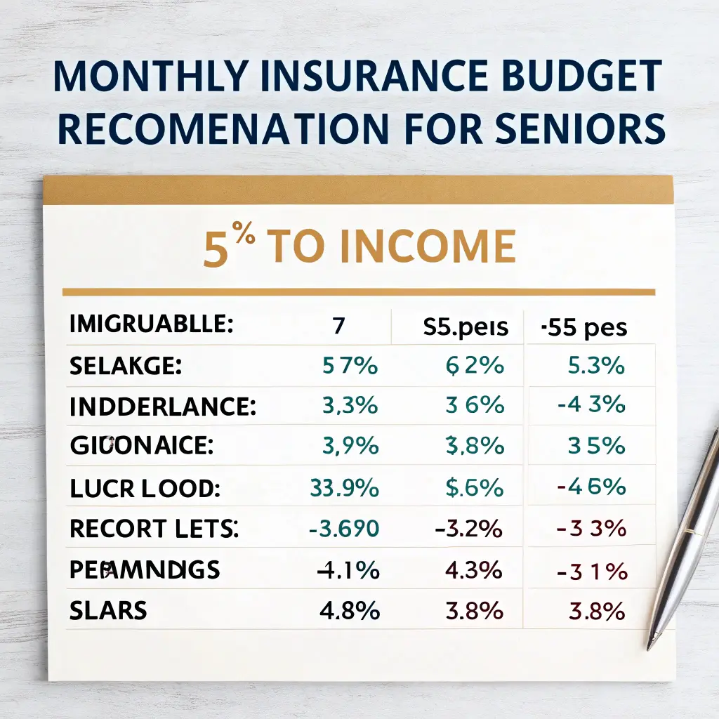 시니어에게 권장되는 월 보험 예산 5~7% 기준을 시각적으로 표현한 그래픽