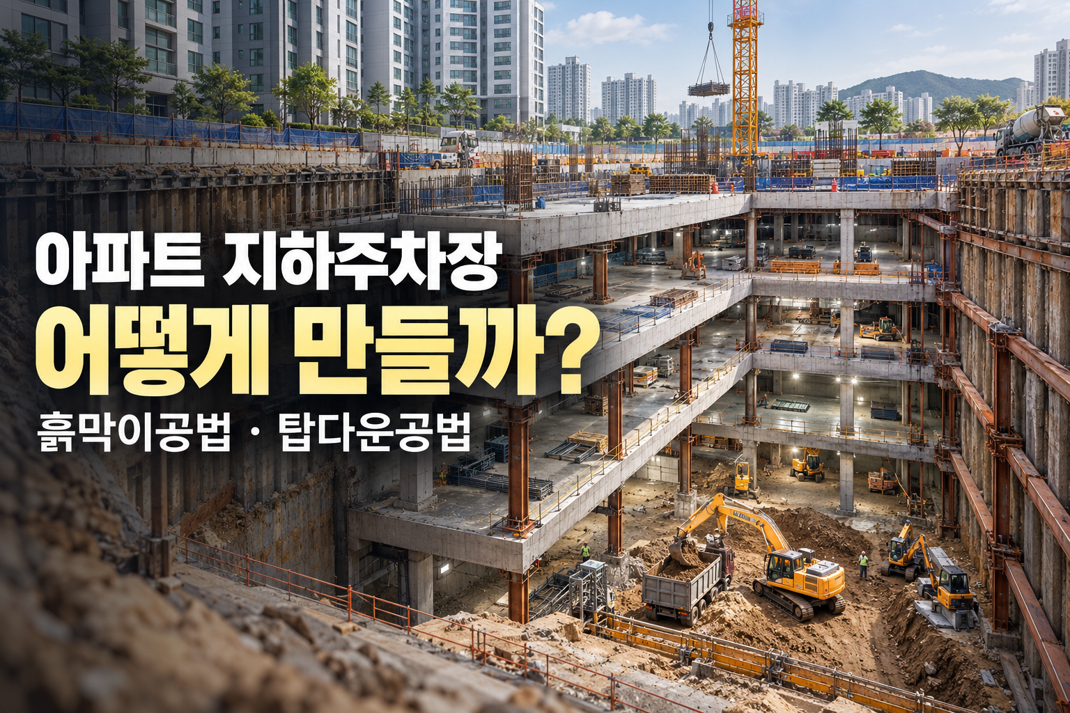 아파트 지하주차장 탑다운 시공