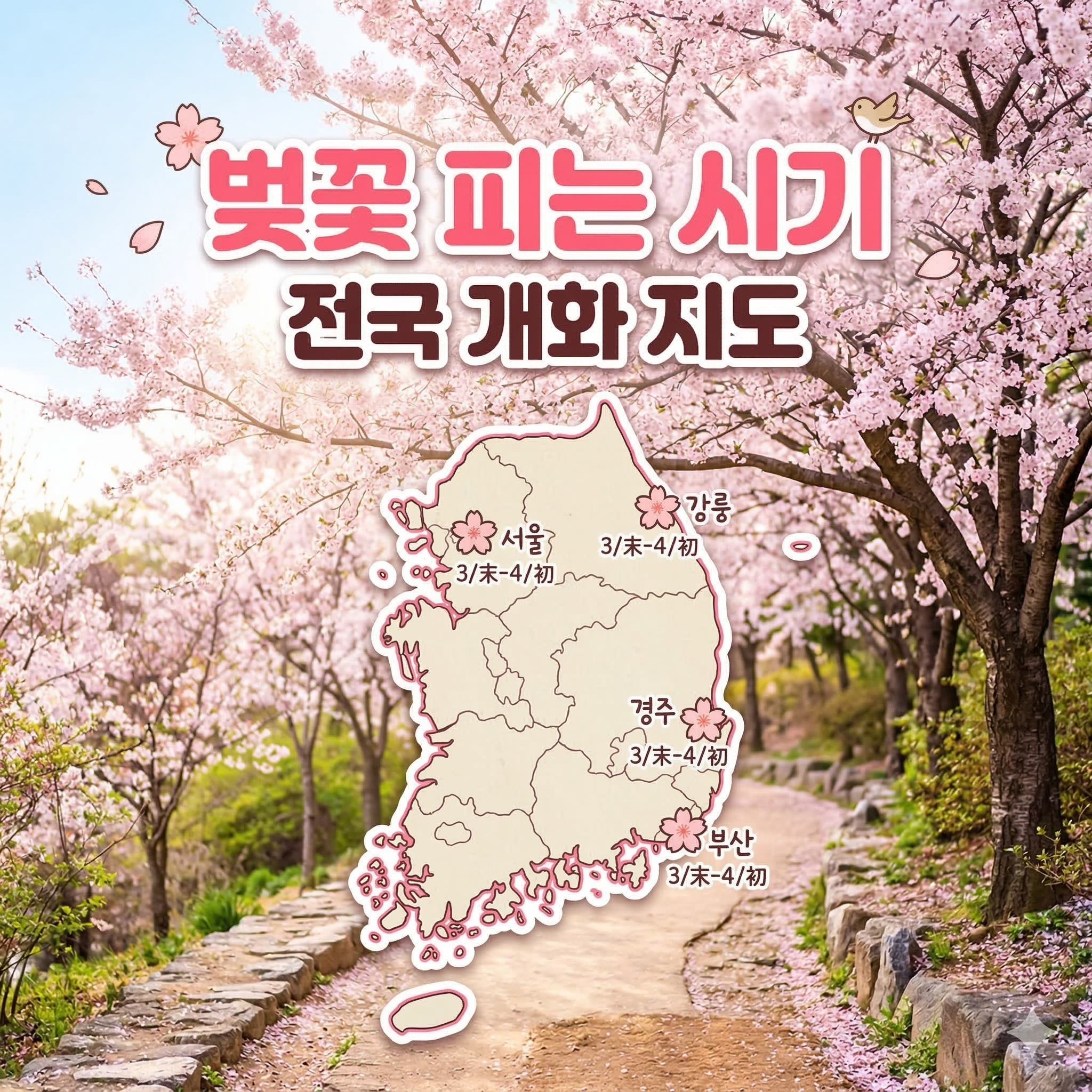 벚꽃 피는 시기: 전국 개화 예측 지도와 실패 없는 나들이 명소 가이드