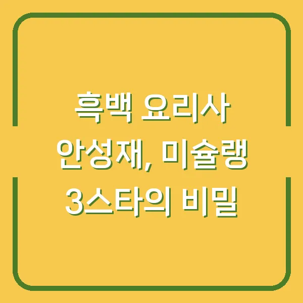 흑백 요리사 안성재, 미슐랭 3스타의 비밀