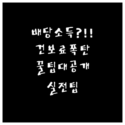 배당소득 건보료 부담 줄이는 실전 팁..