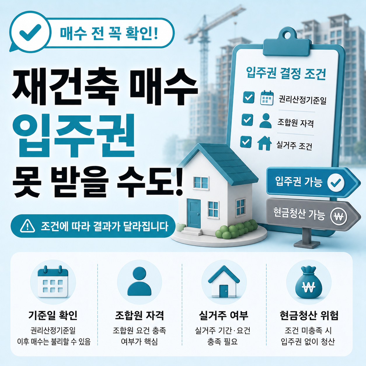 재건축 매수 시점에 따른 입주권 조건 차이 설명
