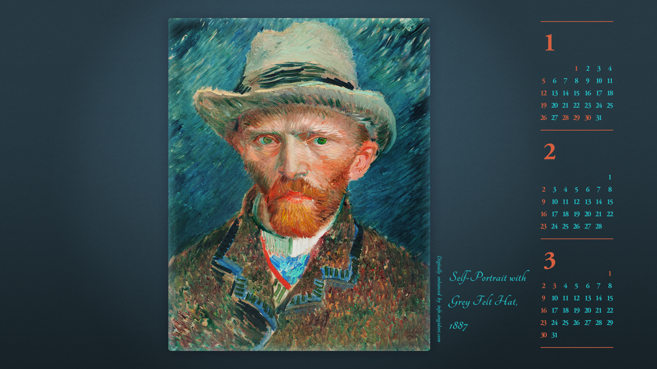 01 회색 펠트 모자를 쓴 자화상, F295 B - 2025년2월 노트북배경화면