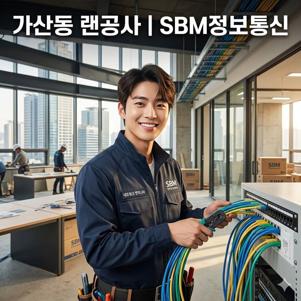 ▲ SBM정보통신의 베테랑 네트워크 엔지니어가 밝은 미소로 작업을 준비하고 있습니다.