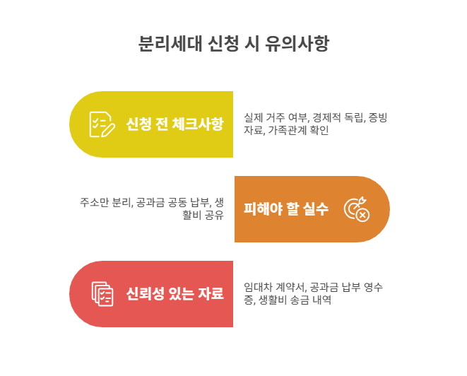 분리세대 신청 시 유의사항
