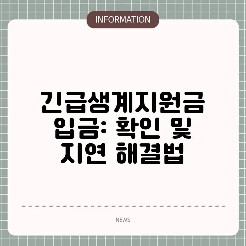 긴급생계지원금 입금: 확인 및 지연 해결법