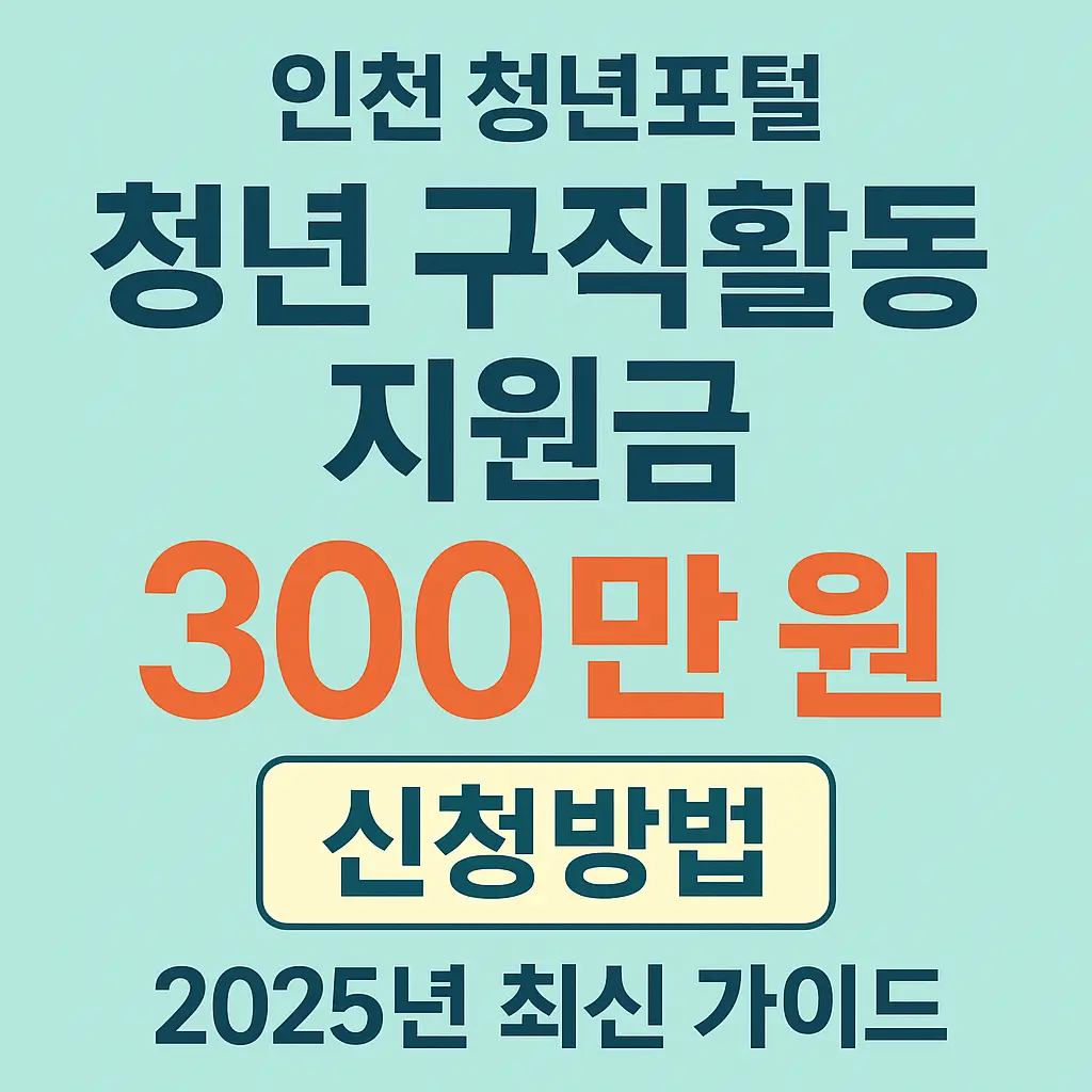 인천 청년 구직활동 지원금 300만원 신청방법｜2025년 최신 가이드