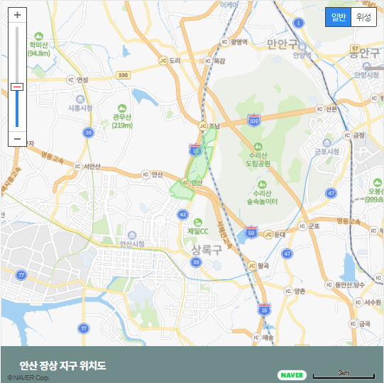 안산장상지구 위치 지도