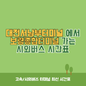 대전서남부터미널에서 보령종합터미널 가는 시외버스 시간표 최신정보