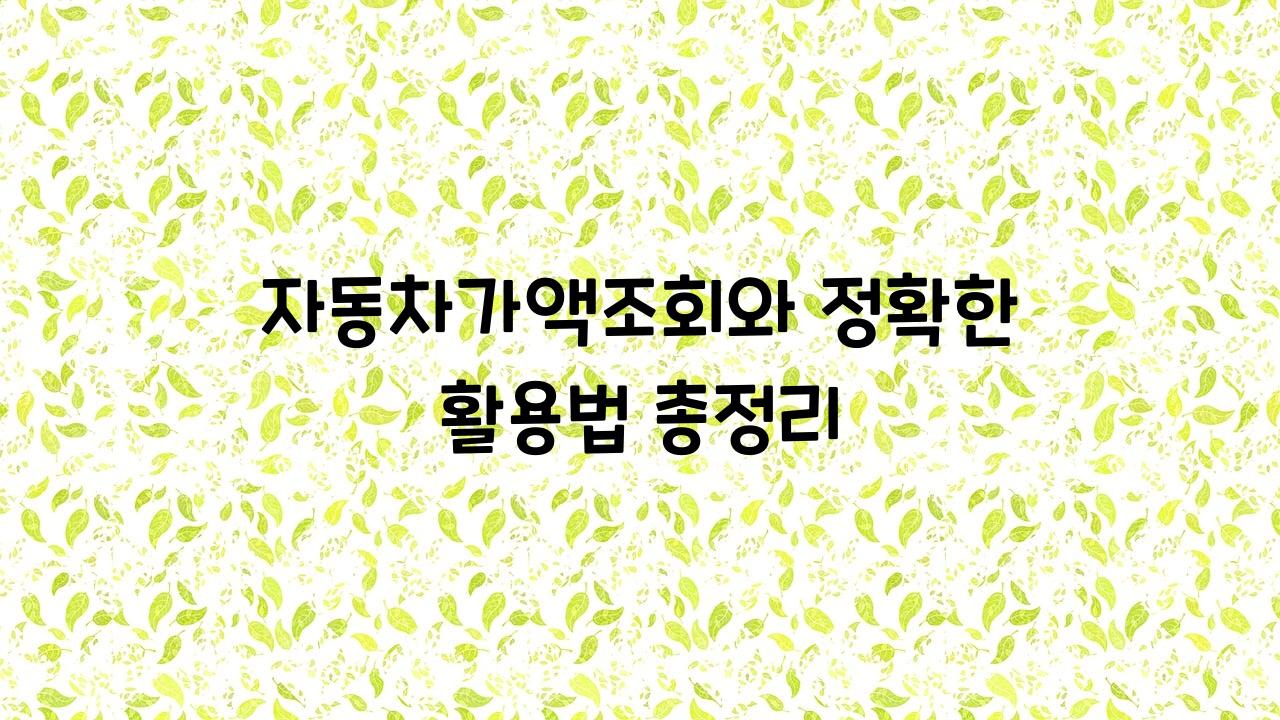 자동차가액조회