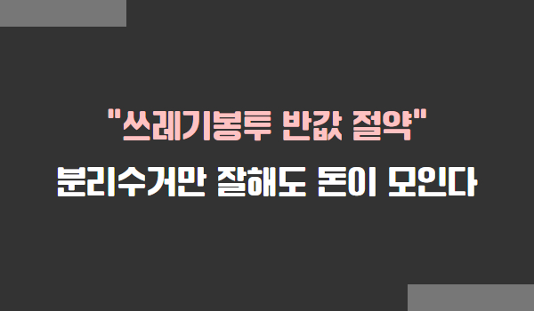 쓰레기봉투 절약하는 노하우는 분리수거 잘하는 것