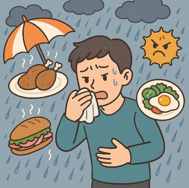 장마철 식중독 관련 이미지