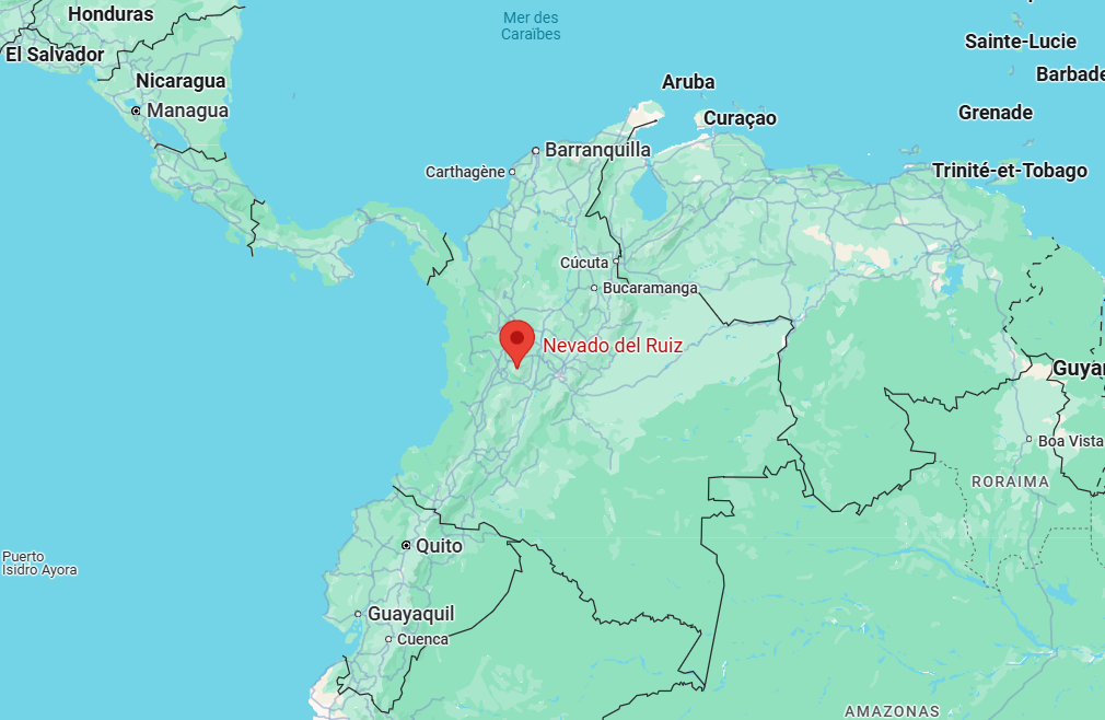 네바도 델 루이스 의 위치를 알 수 있는 지도